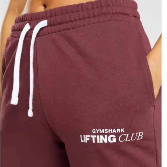 Gymshark Pants - GYMSHARK Social Lifting Club Joggers size Women SM, Tie waist crop in maroon